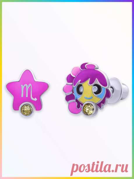 детские сережки гвоздики скорпион Umi Stars 48838920 купить за 2 997 ₽ в интернет-магазине Wildberries