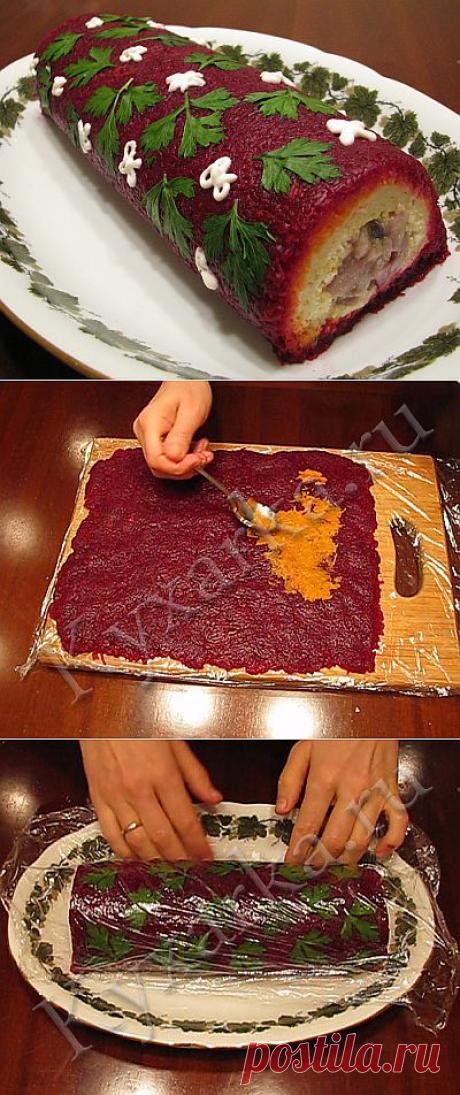 селедка под шубой рулетиком