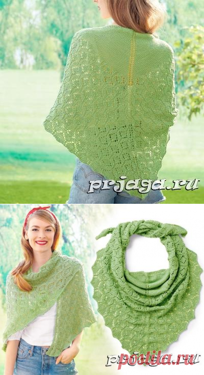 Ажурный платок спицами от Patons