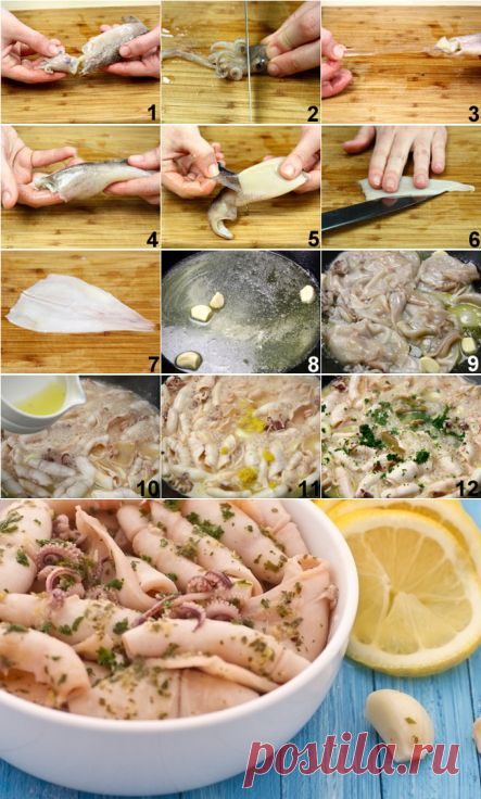 Рецепт Кальмары с чесноком и лимонным соком ("Calamari all'aglio e profumo di limone"), пошаговый с фото" – Рецепты итальянской кухни