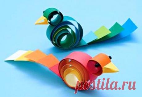 Объемные птички из бумаги