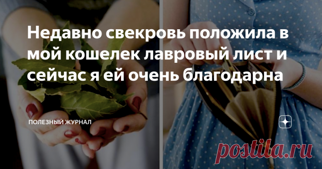 Недавно свекровь положила в мой кошелек лавровый лист и сейчас я ей очень благодарна