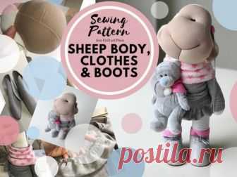 Sewing Pattern Sheep Body, Cloth & Boots, Sheep Doll Tutorial, Sheep DIY Pattern, Sheep Rag Doll, PDF Sheep Doll, Sheep Handmade by Yulia K Sheep Doll Body, Cloth and Boots Sewing Pattern for Interior Doll by master Yula K.  Pattern uncludes Sheep Doll Body, Cloth and Boots sewing tutorial.  Pattern is for 35 cm (13.7 inch) sheep doll by master Yulia K.  Pattern is made in PDF format: 19 pages, 69 photos + sewing patterns A4 size.