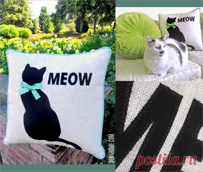 Cat’s Meow Appliqued Pillow | Sew4Home