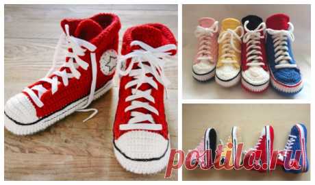 Adult Converse Sneaker Slippers Free Crochet Patterns + Video