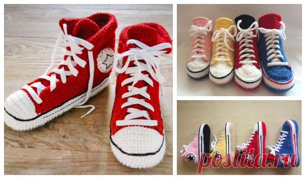 Adult Converse Sneaker Slippers Free Crochet Patterns + Video