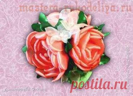 Видео мастер-класс по цветам из лент: Букетик из роз для украшений