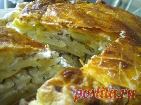 Пирог с грибами и картофелем