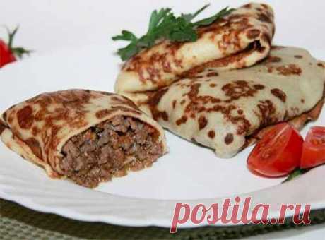 Блины на пиве с мясом