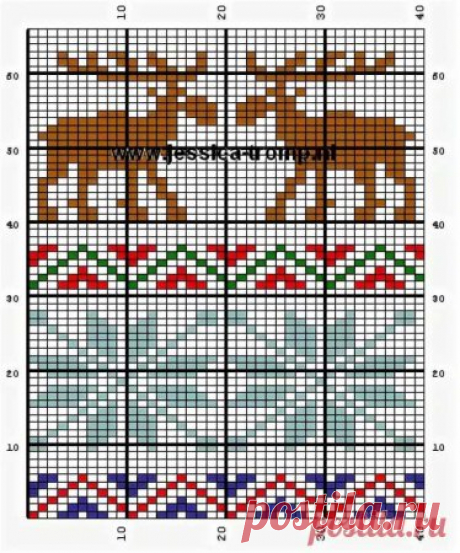 Вязание орнамента с оленем (49 фото) » Покажем как сделать аппликации и поделки своими руками - Папикпро.КОМ