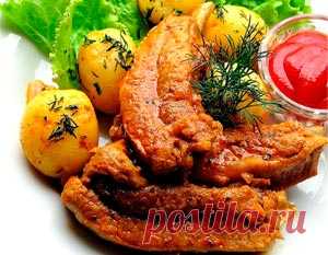 Картофель со свиными ребрышками в мультиварке:Рецепт №1