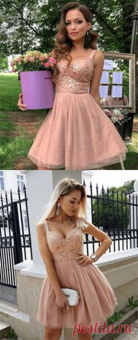modest champagne tulle homecoming dresses, vintage a line knee length prom dress with appliques #homecoming