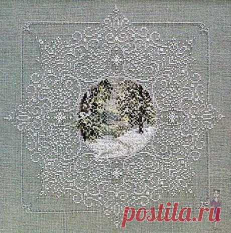 Настенное панно &quot;Зима&quot;. Схема вышивки крестом