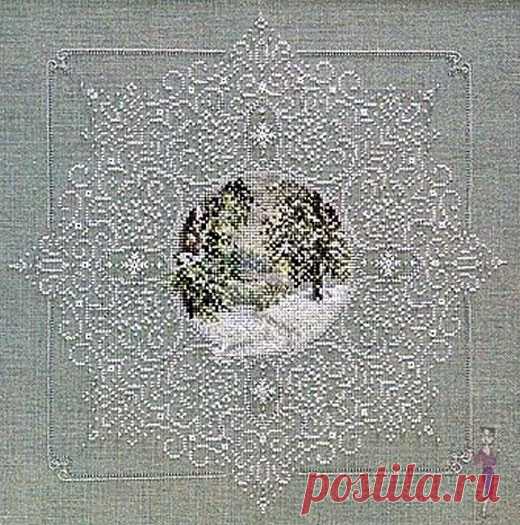 Настенное панно "Зима". Схема вышивки крестом