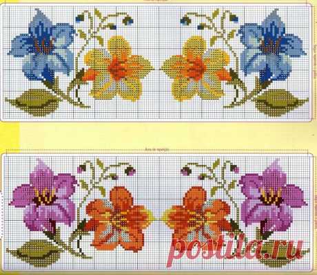 Izšūšana Soli pa solim: Cross stitch - Ziedi