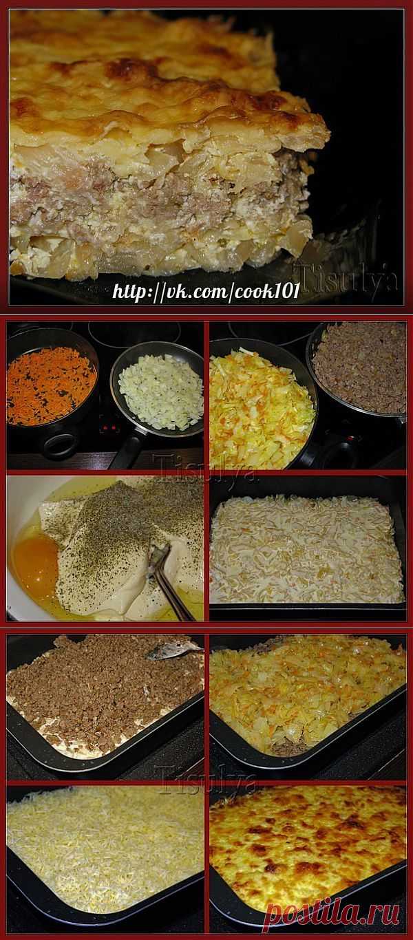 Капустная запеканка с фаршем.