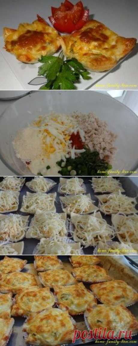Закуска из слоеного теста с курицей - Кулинарные рецептыКулинарные рецепты