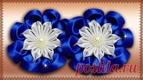 МК/DIY | ЦВЕТОК ИЗ ЛЕНТЫ | КАНЗАШИ СВОИМИ РУКАМИ | KANZASHI FLOWER
