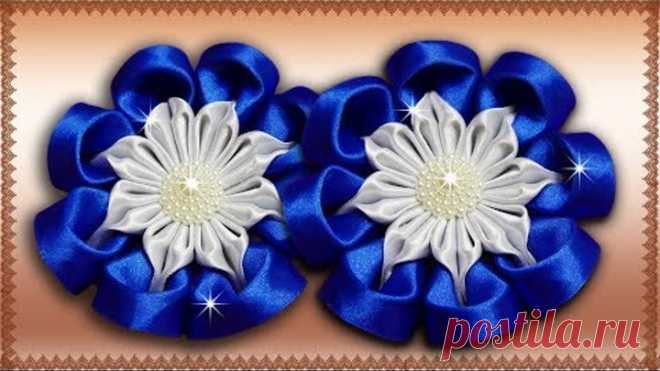 МК/DIY | ЦВЕТОК ИЗ ЛЕНТЫ | КАНЗАШИ СВОИМИ РУКАМИ | KANZASHI FLOWER