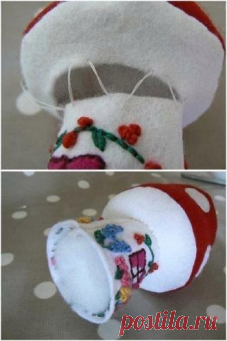 Мастерим игольницу-грибочек из фетра. Выкройка.
