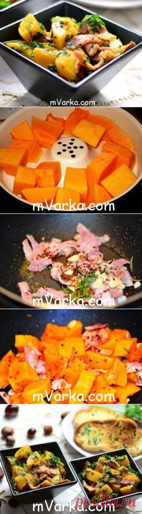 Пряная тыква с беконом и перцем чили