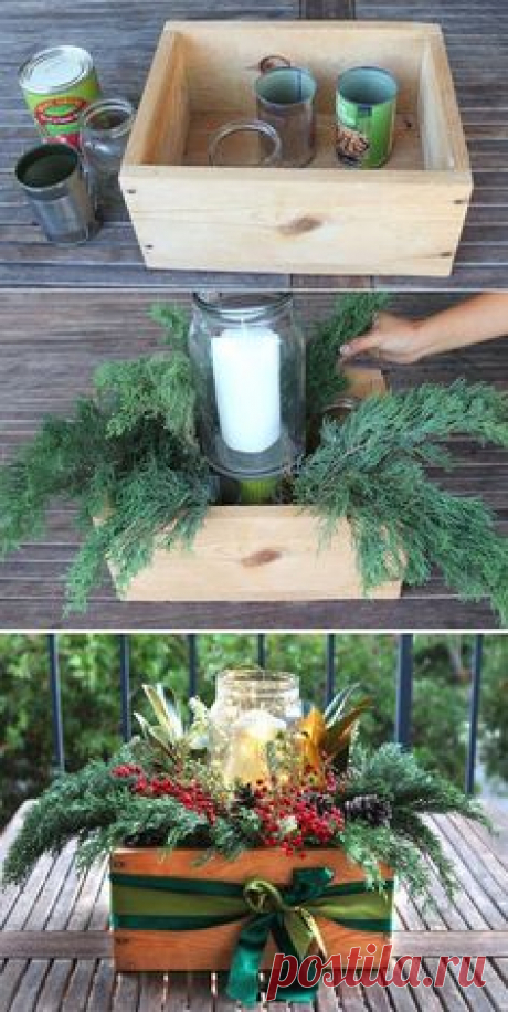 How to make a beautiful and free DIY Christmas centerpiece in 10 minutes! Great Thanksgiving & Christmas table decorations & gifts. Easy tutorial & video!