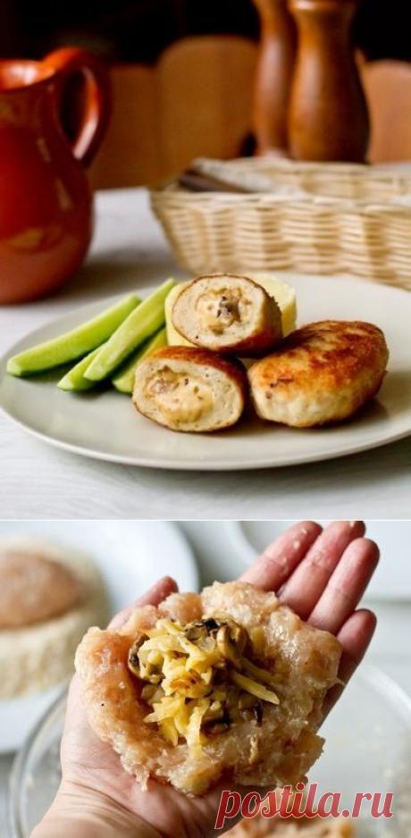 Куриные котлеты с грибами и сыром