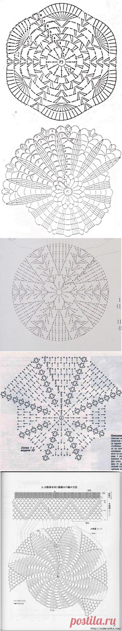 схемы для ажурных шапочек крючком(донышки) - Самое интересное в блогах