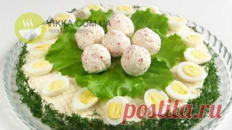 Закусочный Торт из вафельных коржей с Крабовыми палочками