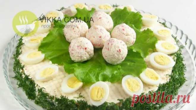 Закусочный Торт из вафельных коржей с Крабовыми палочками