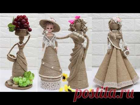 5 Beautiful Jute craft doll | How to decorate doll from jute rope