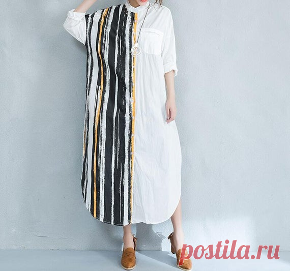 Women dress, women shirt, white maxi dress, Tunic dress, pockets dress, women shirt dress, Gown 【Fabric】  linen 【Color】 white, black 【Size】 Shoulder width 66cm/ 26 Sleeve 33cm/ 13 Bust 126cm/ 49 Length 123cm/48  Have any questions please contact me and I will be happy to help you.