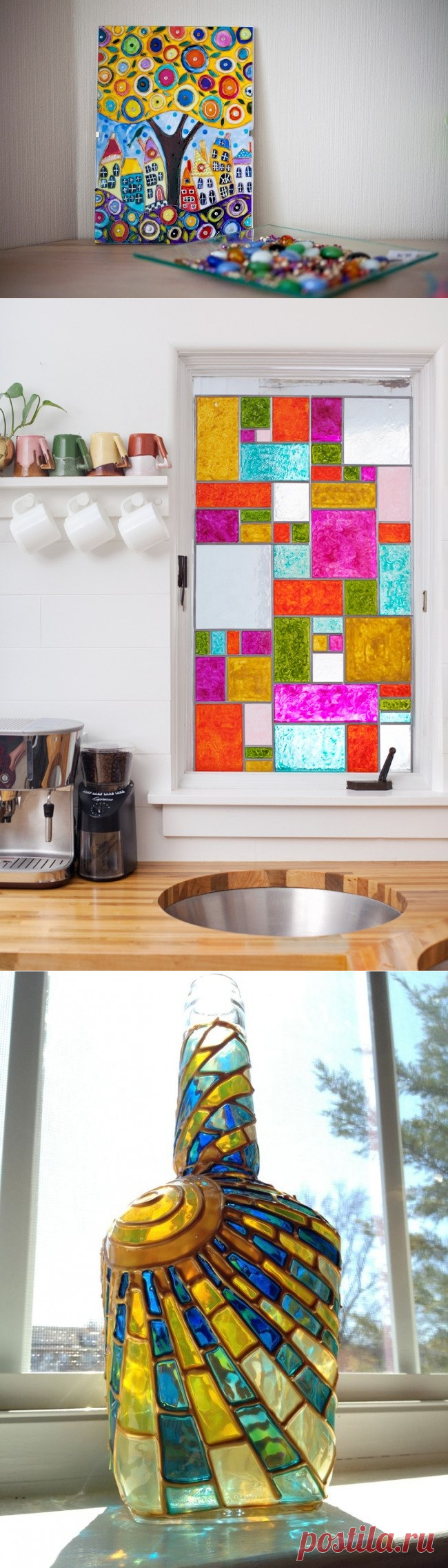 Роспись по стеклу витражными красками