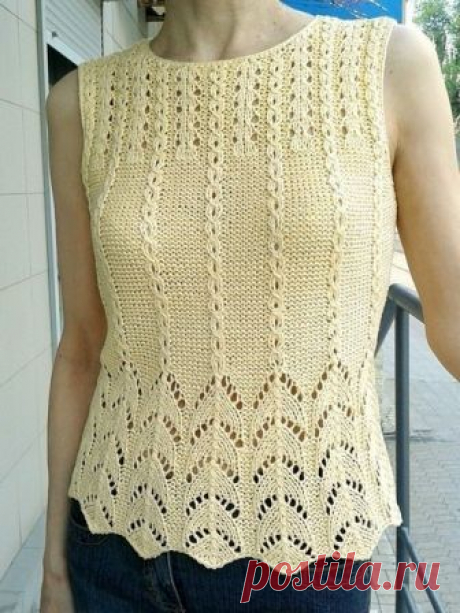 Топ из ленточной пряжи спицами. Подборка схем. / knittingideas.ru