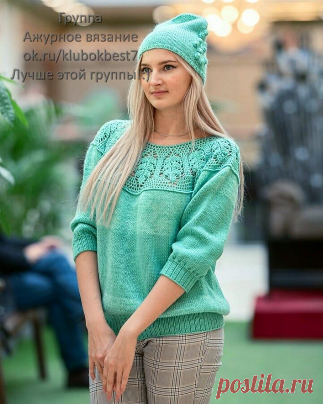 Кофточка с красивой кокеткой | Клубок