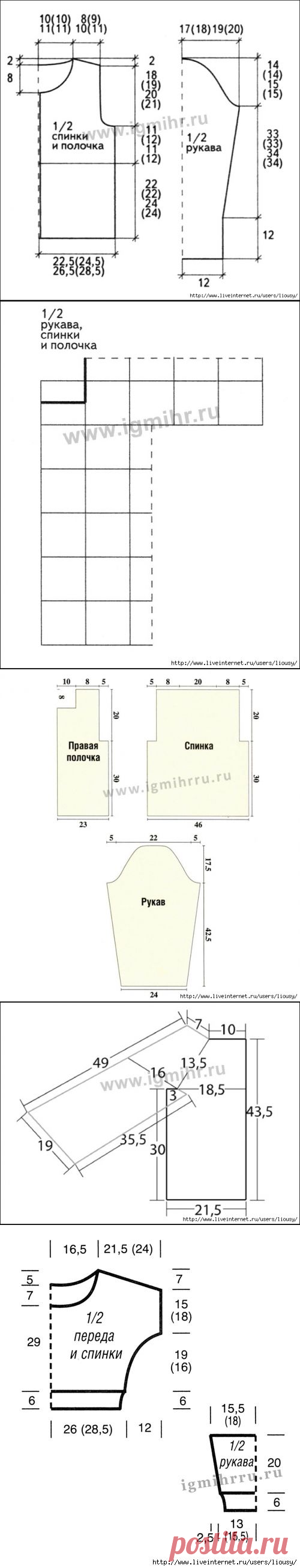 Универсальные выкройки для вязания жакетов и пуловеров