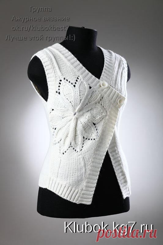 Оригинальный жилет спицами | Клубок