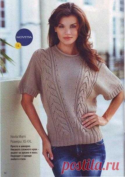 Элегантный вязаный пуловер спицами!
