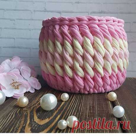 Корзинки из трикотажной пряжи крючком: схемы и мастер классы