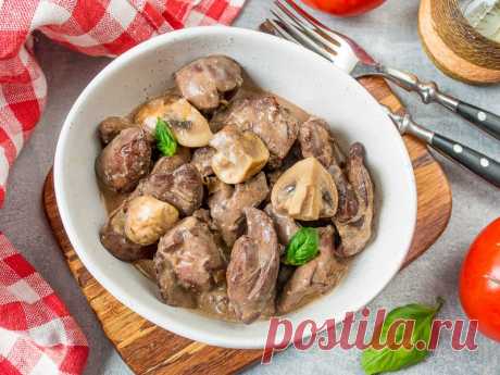 Рецепт куриной печени с грибами в сливочном соусе