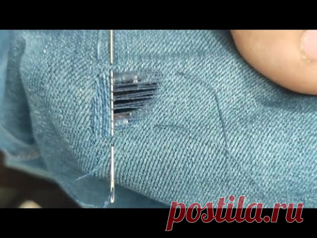 #تعلم طريقه النسيج فالجينز بالتفاصيل بنفس خيط البنطلون لضمان جودة عاليه#رفا clothes repair amazings