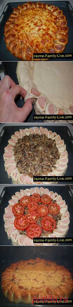 Пирог с грибами - пошаговый фоторецептКулинарные рецепты