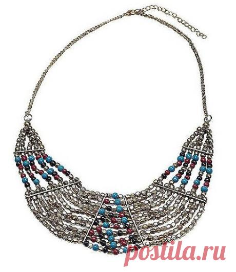 Металлическое колье с цветными вставками