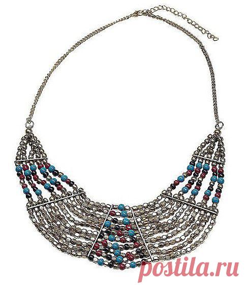 Металлическое колье с цветными вставками