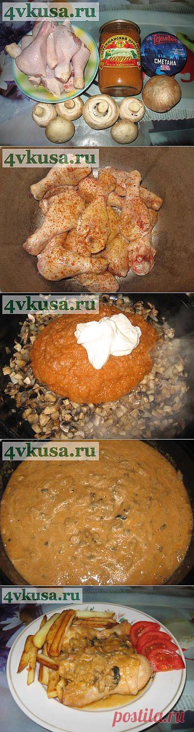 Курица в кабачковой икре с грибами. Фоторецепт. | 4vkusa.ru