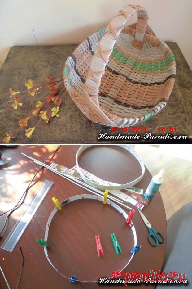 Лукошко из газетных трубочек | Handmade-Paradise