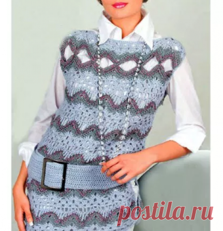 Безрукавка ажурным узором. Крючком