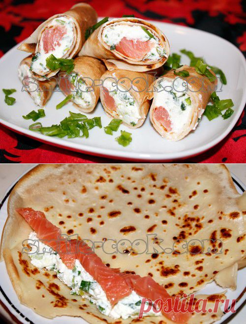 Закусочные рулетики из блинов с фетой и семгой | БУДЕТ ВКУСНО!