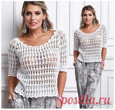 Ажурная кофточка крючком