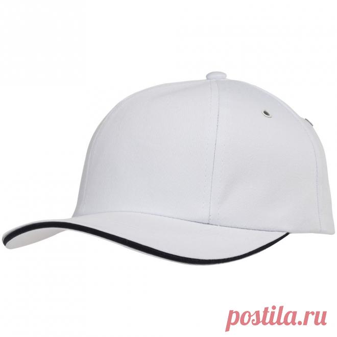 Бейсболка Bizbolka Canopy, белая с темно-синим кантом - Интернет-магазин Gen.RU